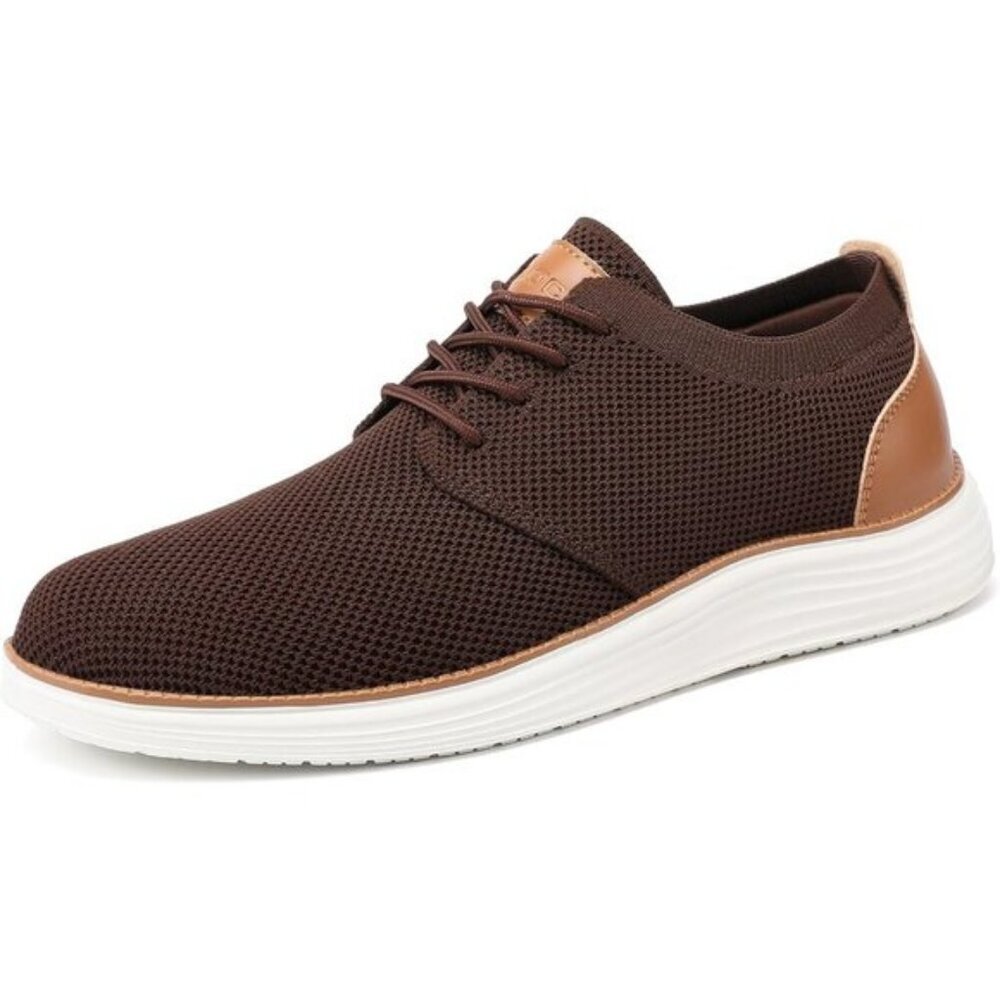 ⚡VILOCY Men's Brown Fashion Business Comfortable Breathable Dress Sneaker - Picture 2 of 8